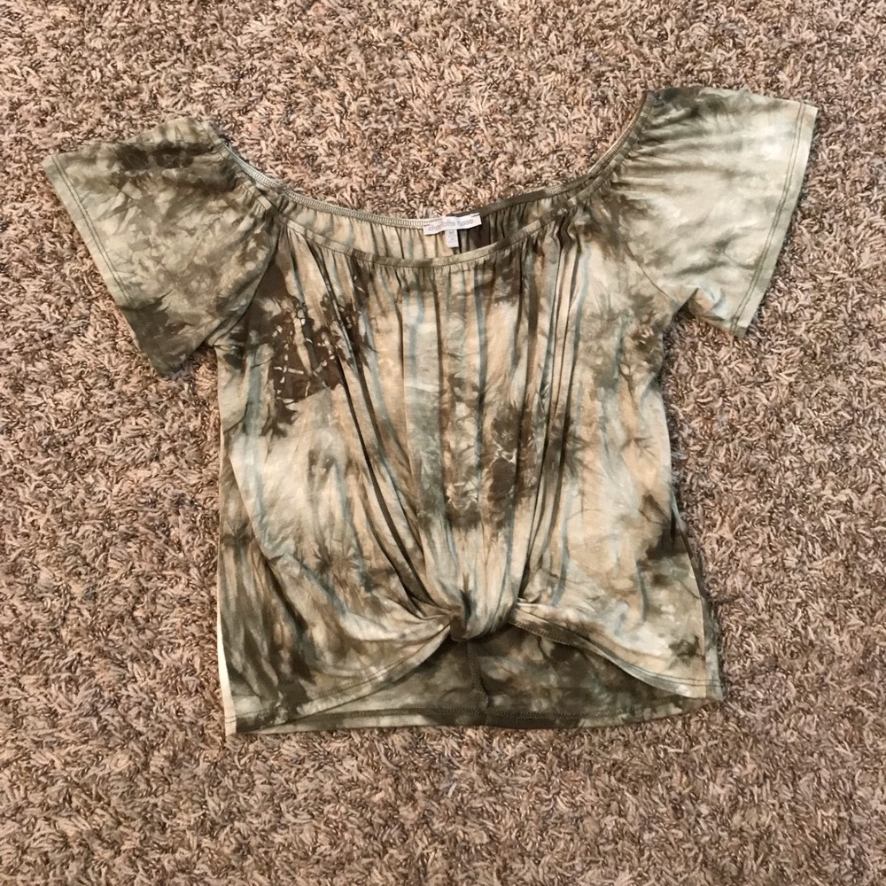 Charlotte Russe off the shoulder twist front crop top